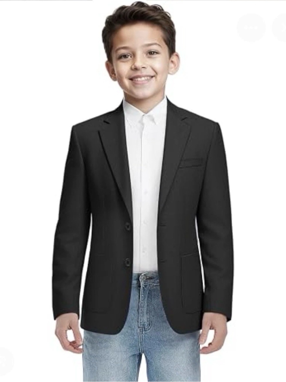 Calvin Klein Boys Black Two-Button Suit Jacket Blazer